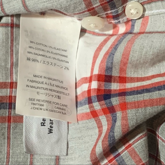 J Crew Mens Classic Fit Stretch Secret Wash Plaid Size Small Long Sleeve Gray - Picture 5 of 9